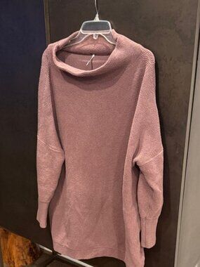 Free People Dusty Pink Cowl Neck Sweater